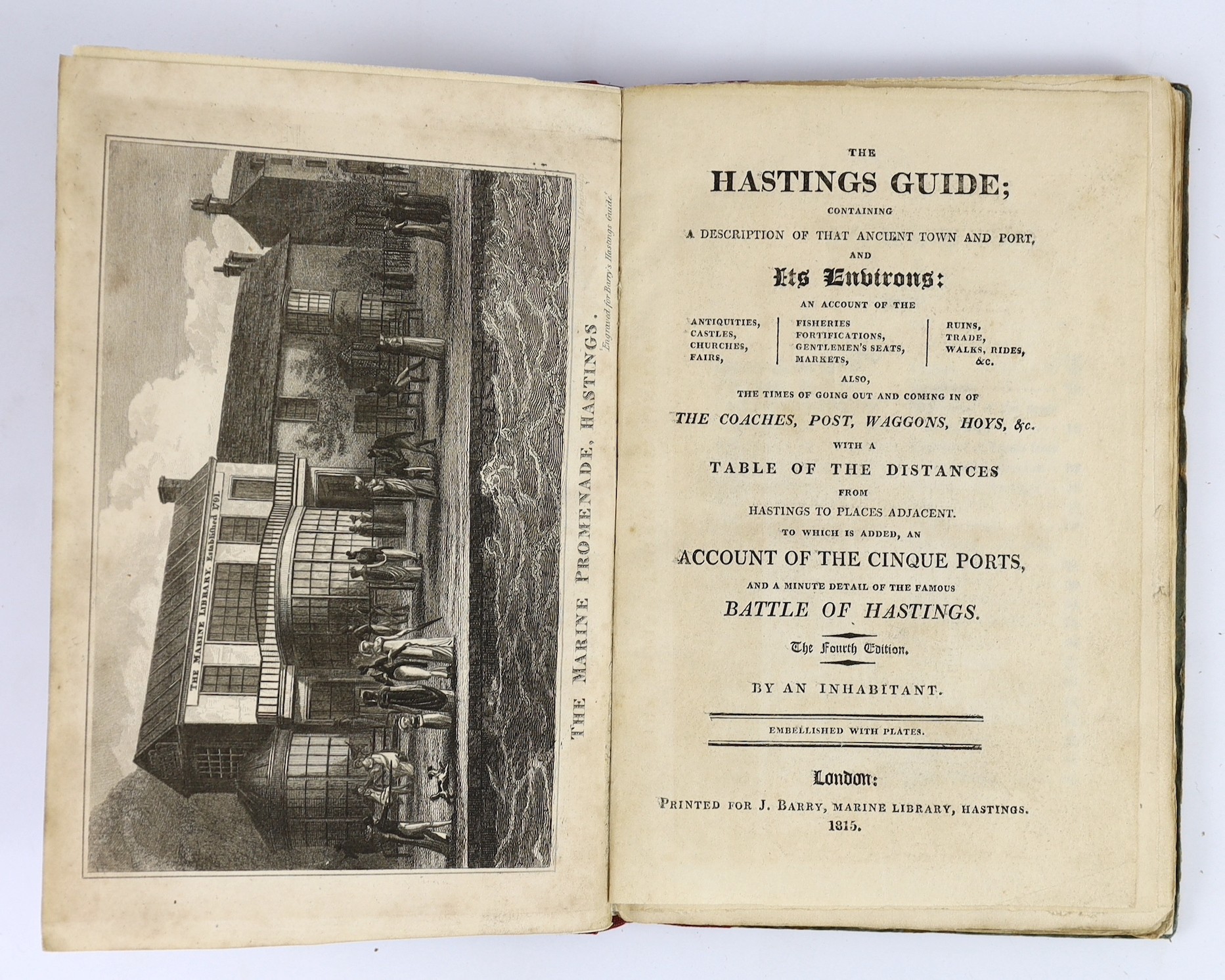 HASTINGS: Picture of Hastings: containing sketches of the antiquities and curiosities ... in a Series of Letters from a Cosmopolite to a Valetudinarian. rebound paper boards and printed label (preserving the original pri